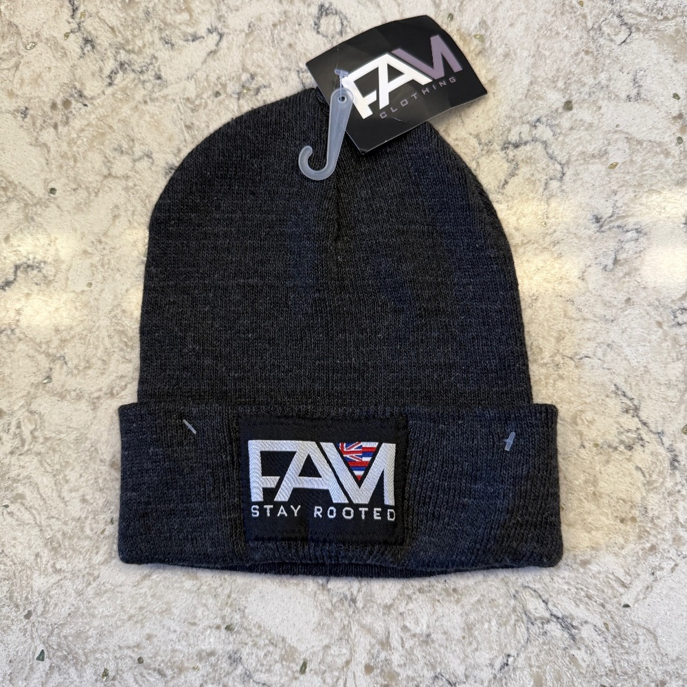 NWT FAM Stay‎ Rooted grey beenie -cp